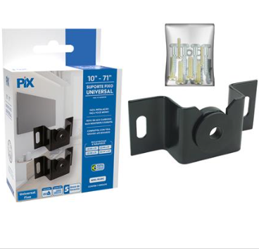 SUPORTE PRETO FIXO UNIVERSAL LED/LCD 10" A 71" PIX