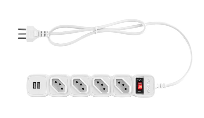 PROTETOR ELETRONICO C/ 4 TOMADAS 2 USB EPE 204 USB BR